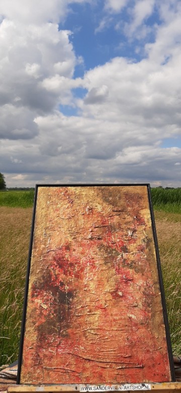 De sleutel van het kompas abstract schilderij sfeer